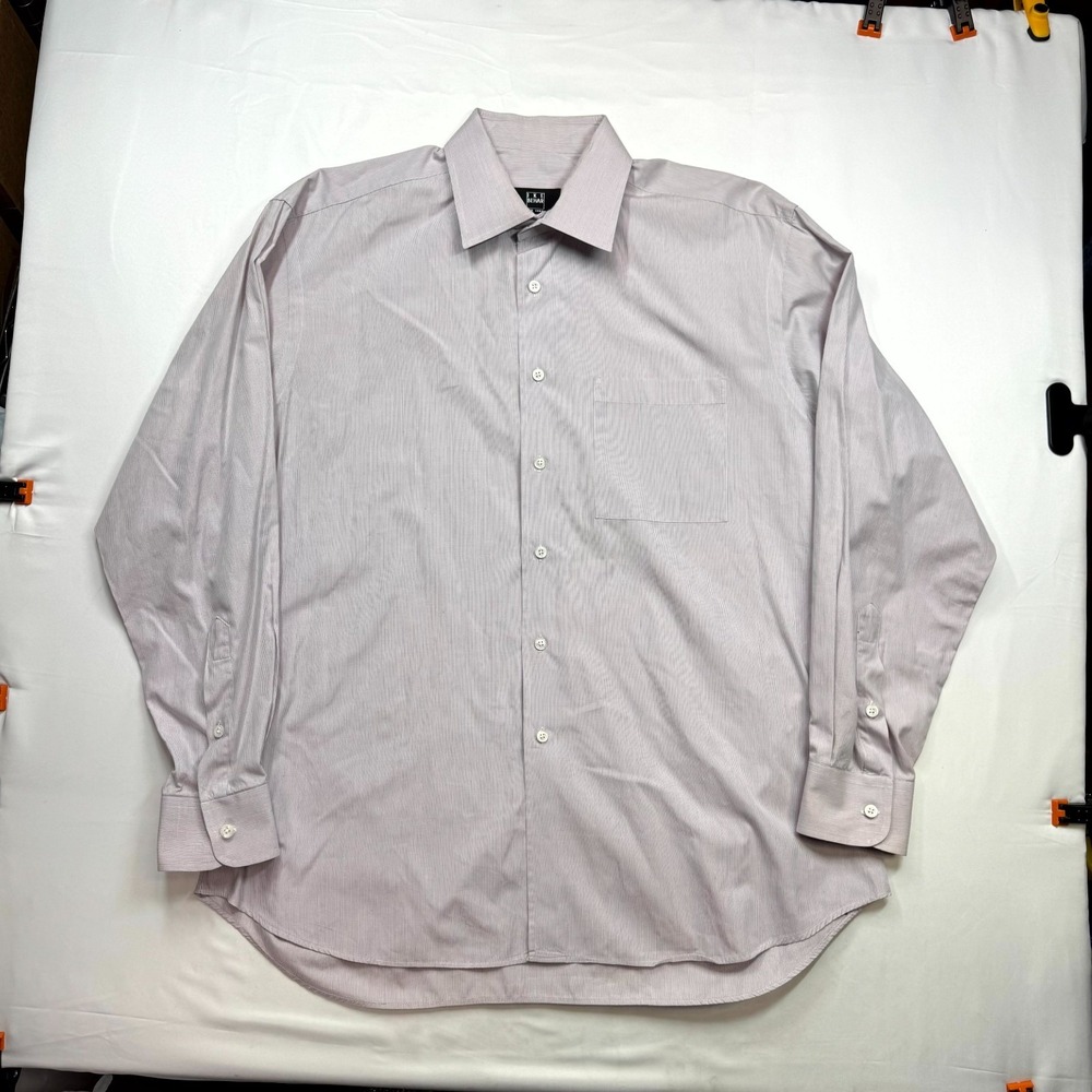 Ike Behar New York Dress Shirt Mens Size 16.5-35 White‎ Micro Check Button Up